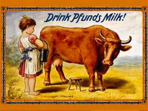 Kult-Magnet "Drink Pfunds Milk!" Mädchen mit Kuh