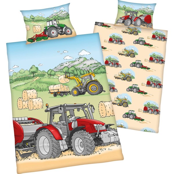Kinder Wende-Bettwäsche "Traktor & Landmaschinen"