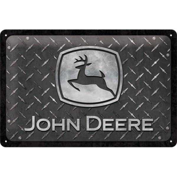 Blechschild John Deere Diamond Plate Black