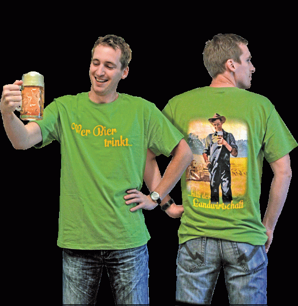 T-Shirt "Wer Bier trinkt hilft der Landwirtschaft" grün, Gr. XL